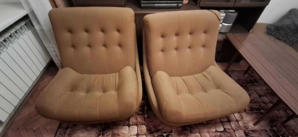 Komplet mebli tapicerowanych kanapa + 2 fotele PRL vintage Atlantis