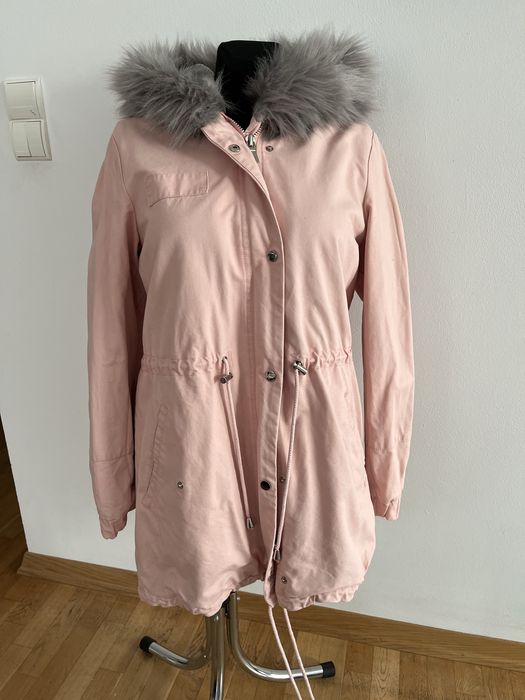 Kurtka damska zimowa ocieplana pudrowy róż roz L