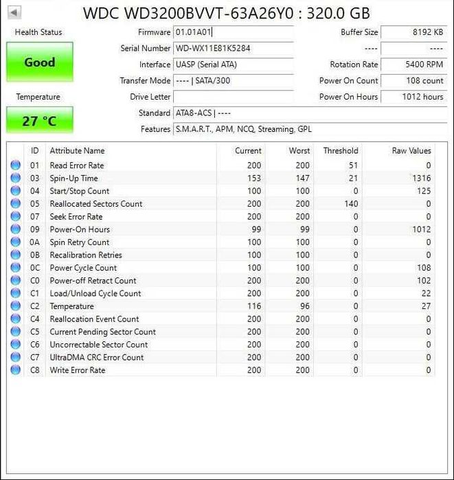 Жорсткий диск – Western Digital 320GB HDD / 5400RPM / 8MB (WD3200BVVT)