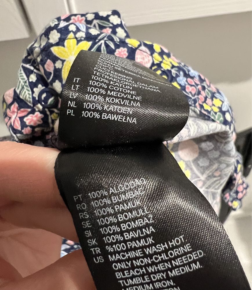 Kombinezon niemowlęcy letni H&M r.74 kwiaty listki falbanki