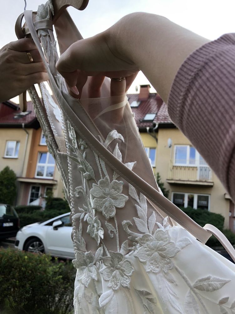 Suknia ślubna Anabel, akryl, biała/beżowa