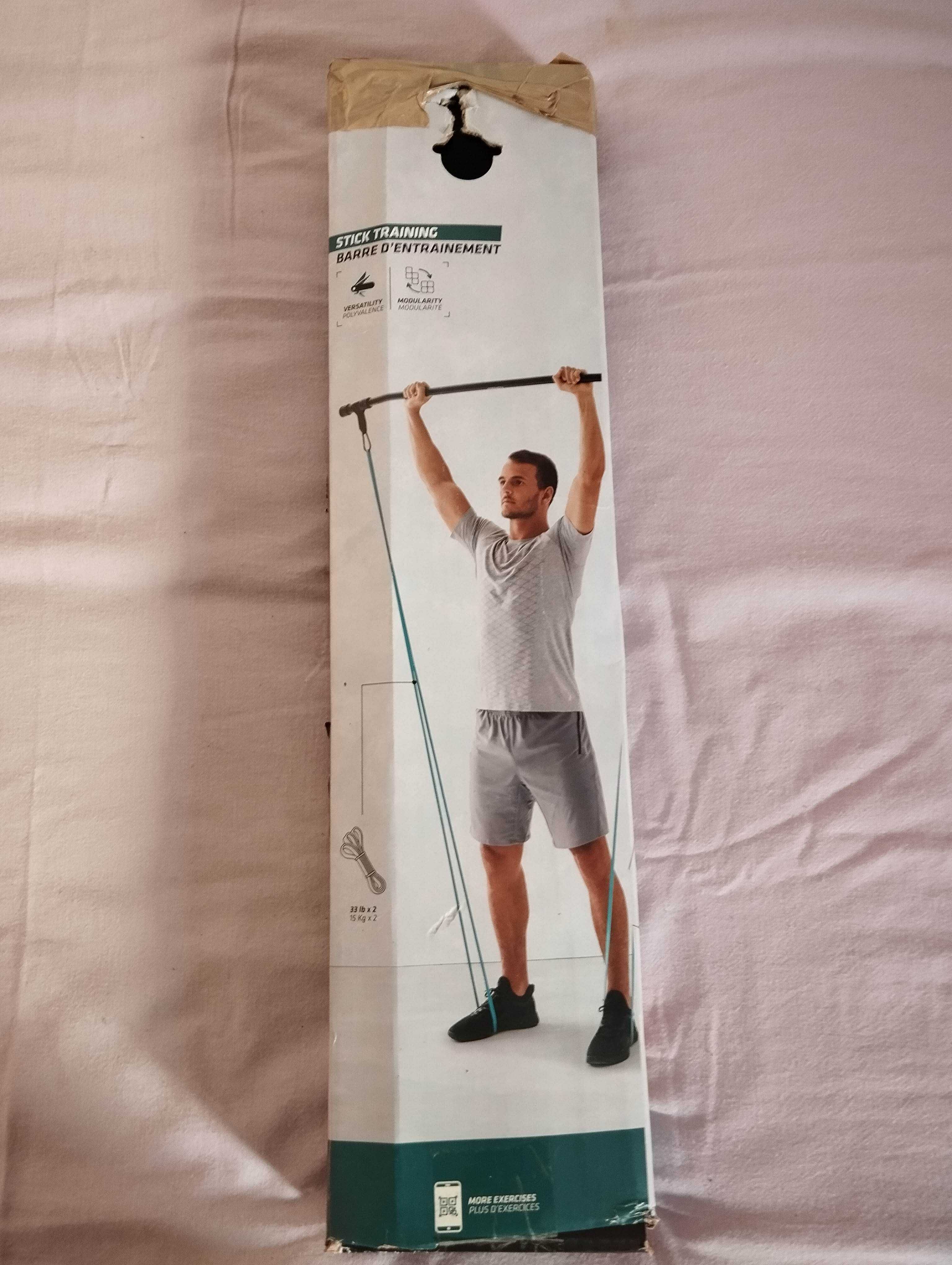 Barra Reforço Musculação + 2 Elásticos 15 kg - Decathlon - COMO NOVO