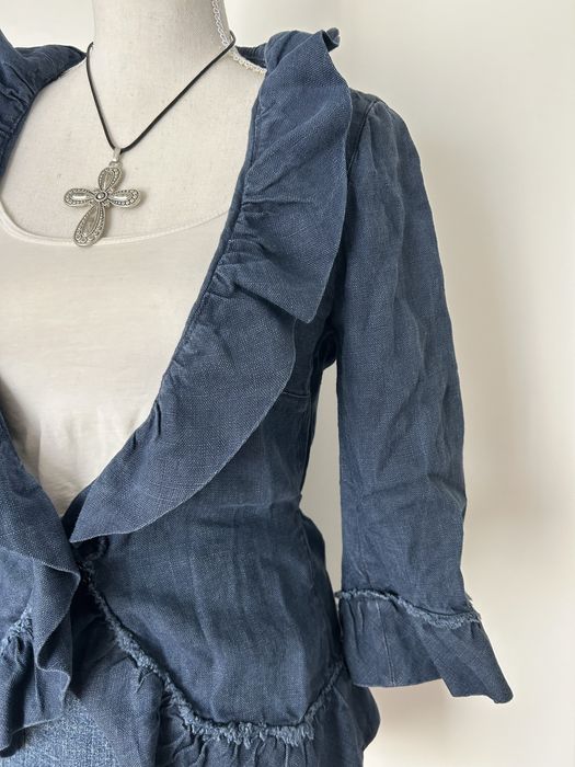 Casaco de linho azul Zara