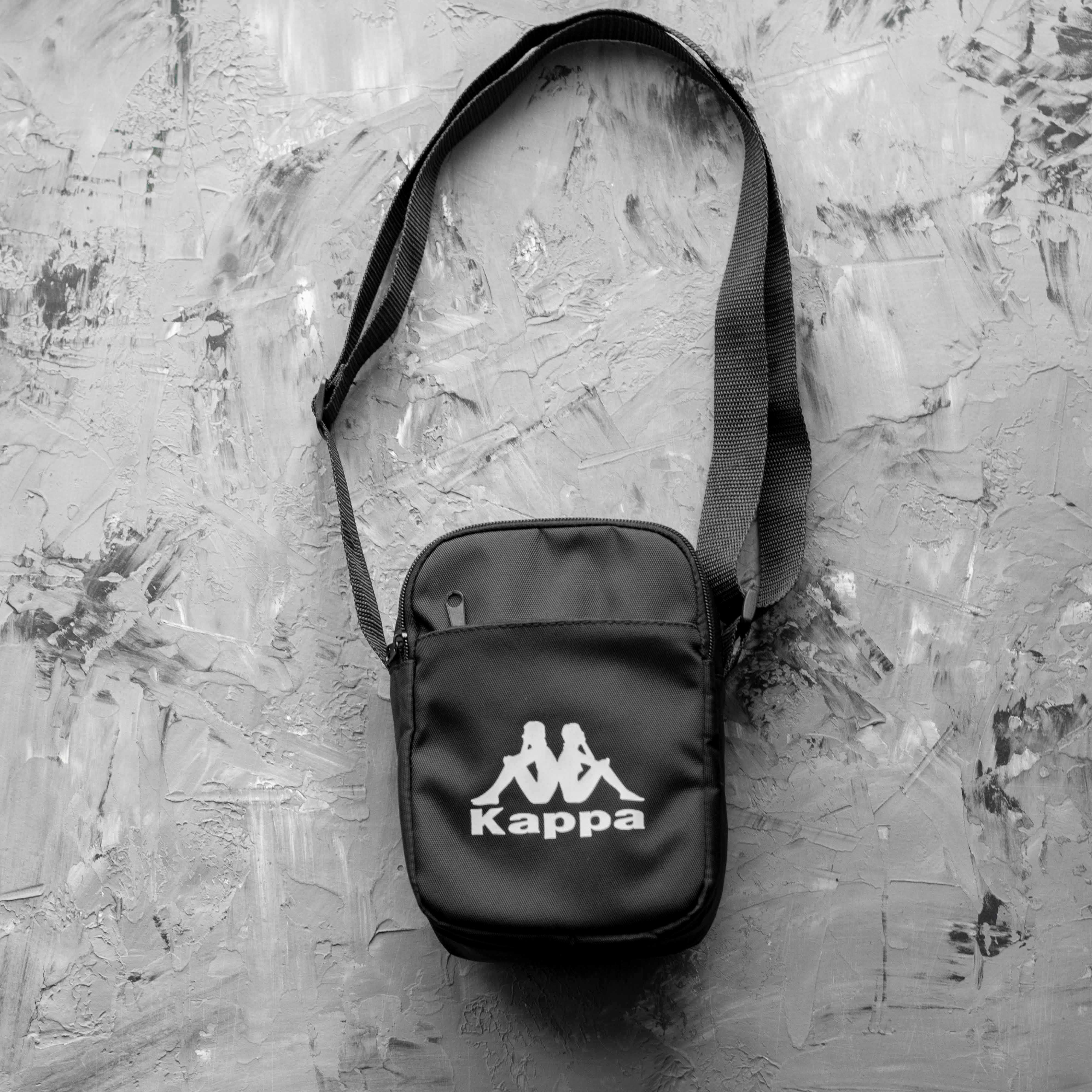 сумка месенджер  Kappa Solo чорна з тканини через плече барсетка Каппа