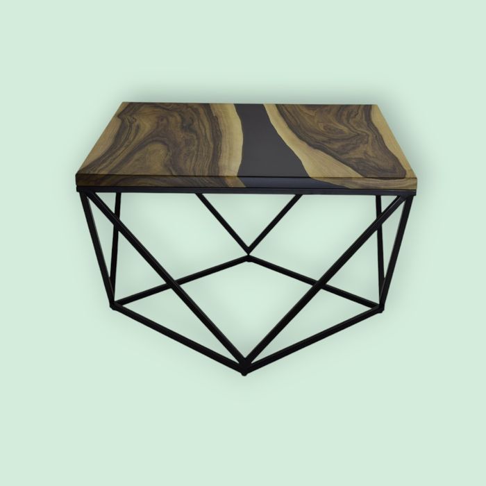 Stolik kawowy Orzech włoski+czarna żywica