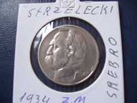 Stare monety L 5 złotych 1934 Strzelecki 2RP srebro