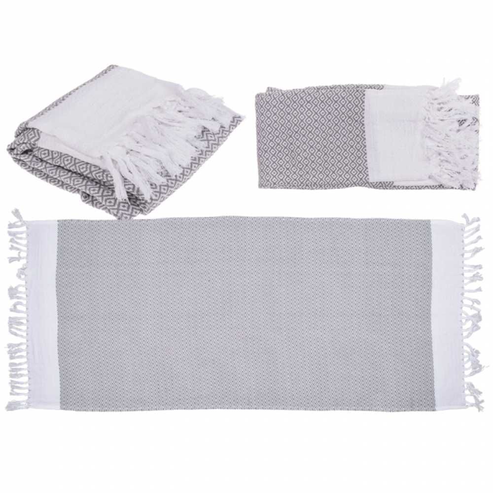 Ręcznik Fouta mały 45x70 cm szaro-biały