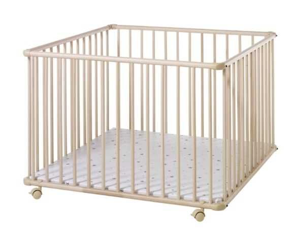 Kojec dla dzieci łóżeczko drewniany buk na kółkach 100 x 75cm