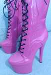 Kozaki pole dance lack latex 41 fuksja róż