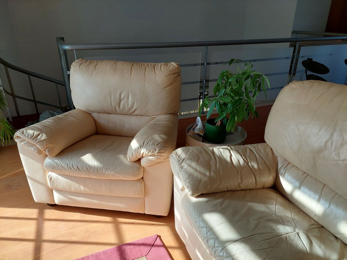 Conjunto de Sofás em pele