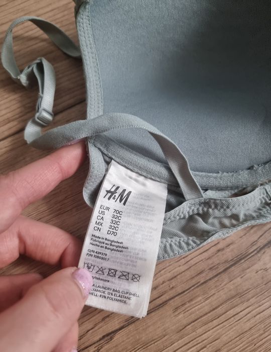 Stanik biustonosz turkusowy koronkowy damski 70C H&M