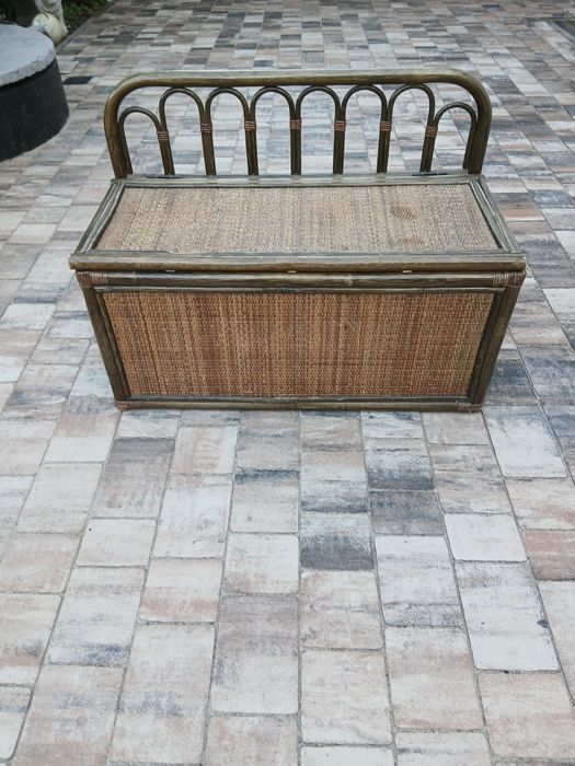 Skrzynia siedzisko z oparciem rattanowa