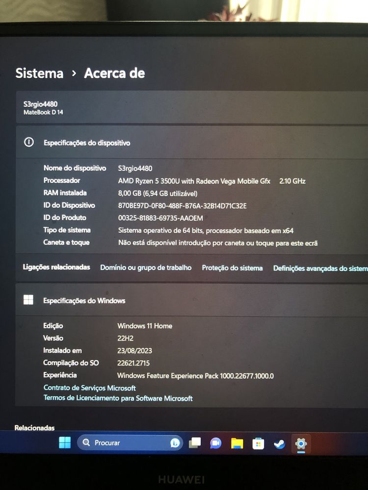 Portátil HUAWEI Matebook D 14