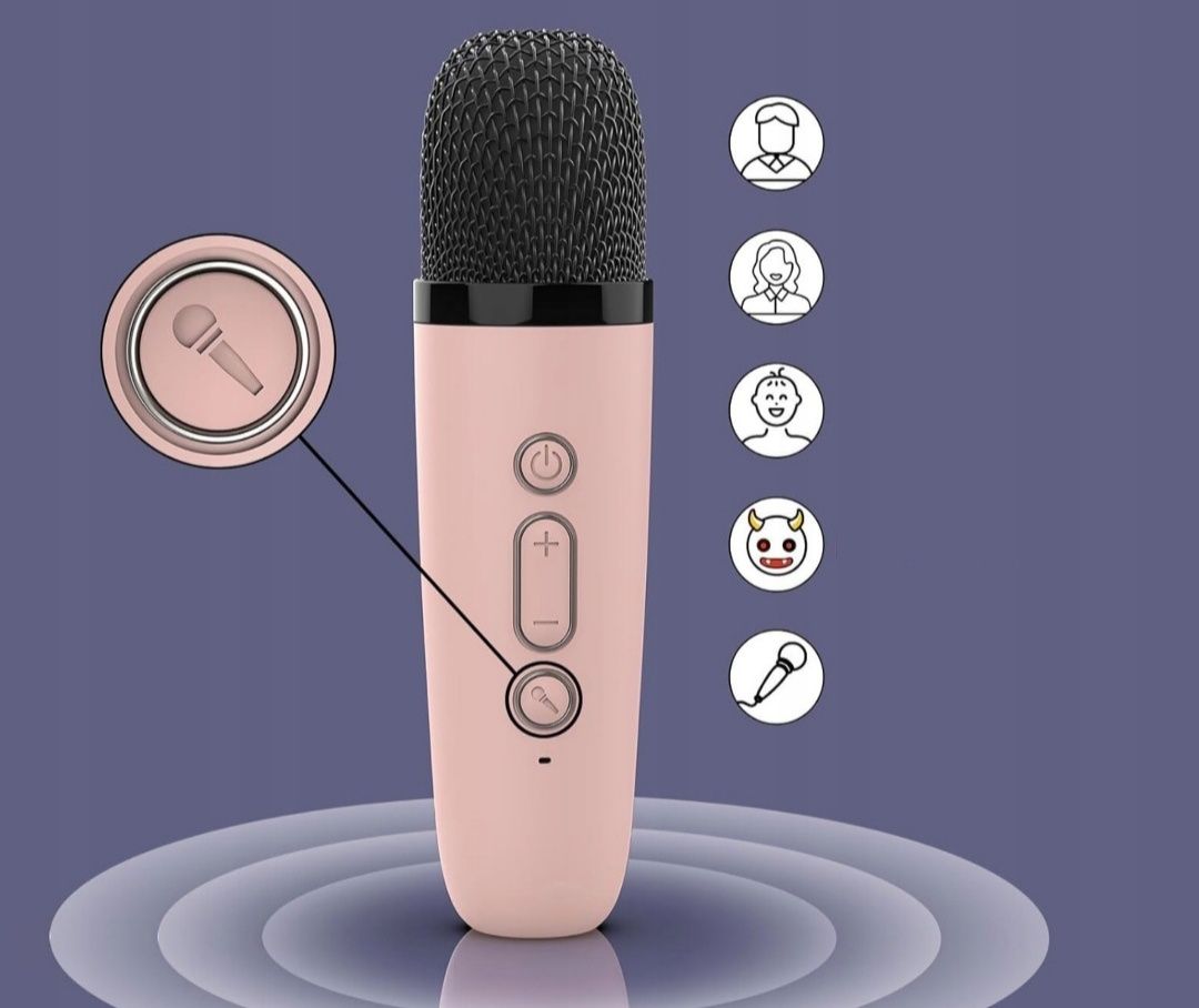 Głośnik bezprzewodowy przenośny 3w1 LED 2 mikrofony karaoke bluetooth