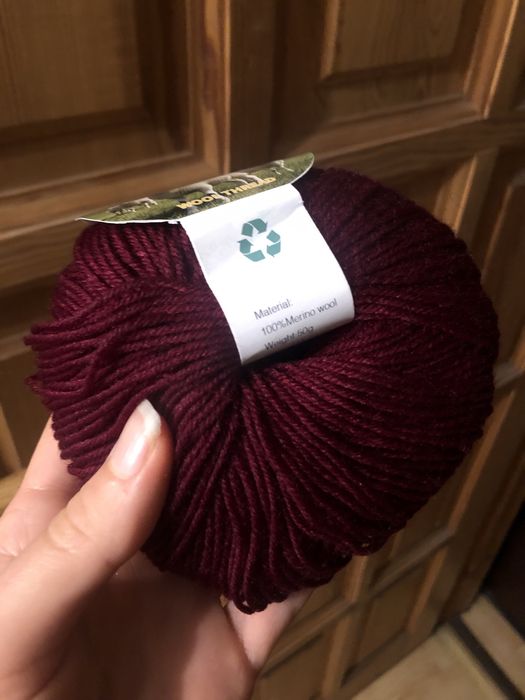 500g włóczka wełniana bordowa ciemnoczerwona 100% wełna