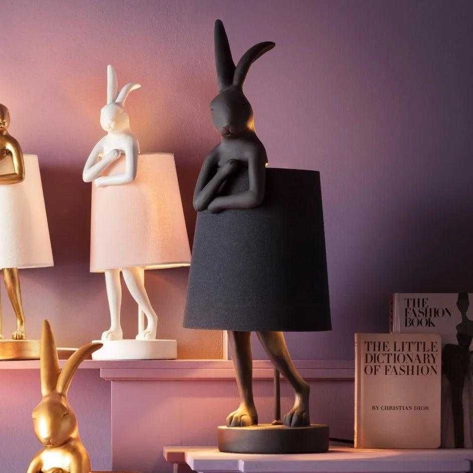 Lampa stołowa czarna w kształcie królika