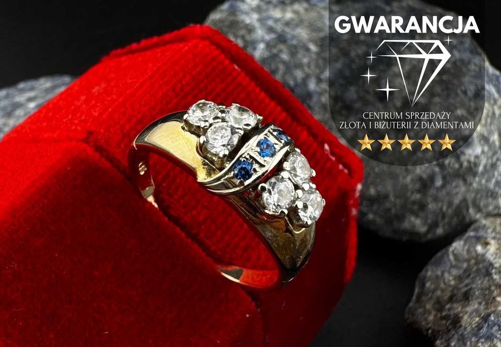 Złoty Pierścionek Wykładany Cyrkoniami | JAK NOWY | 585 | 3.40g