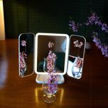 Toucador espelho maquilhagem LED e USB, portátil, dobrável, aumenta