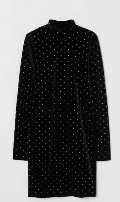 Welurowa sukienka h&m z dżetami S 36 czarna sylwester święta