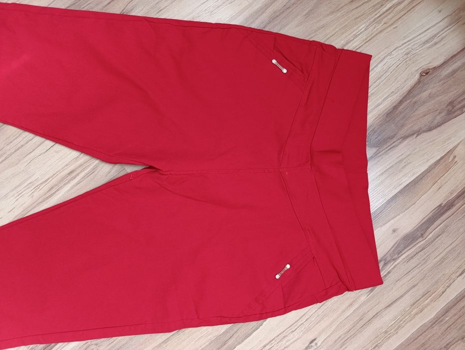 Czerwone rybaczki damskie 5XL 6XL bawełniane ze złotymi zameczkami