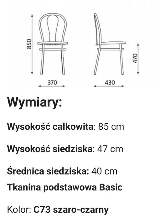 Krzesło tapicerowane z oparciem
metalowym Tulipan