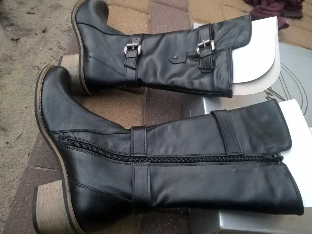 NOWE Buty-Kozaki BOTKI Damskie38 Natural skóra100% CZARNE I-Klasa Gw6m
