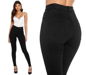 Spodnie czarne wyszczuplające klasyczne push up wysoki stan jeans