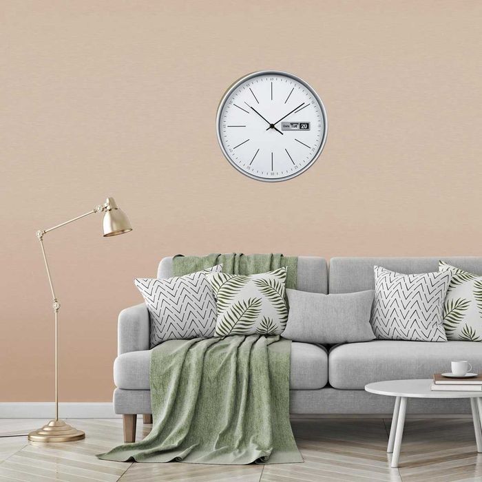Zegar ścienny z datownikiem bardzo cichy niesłyszalny