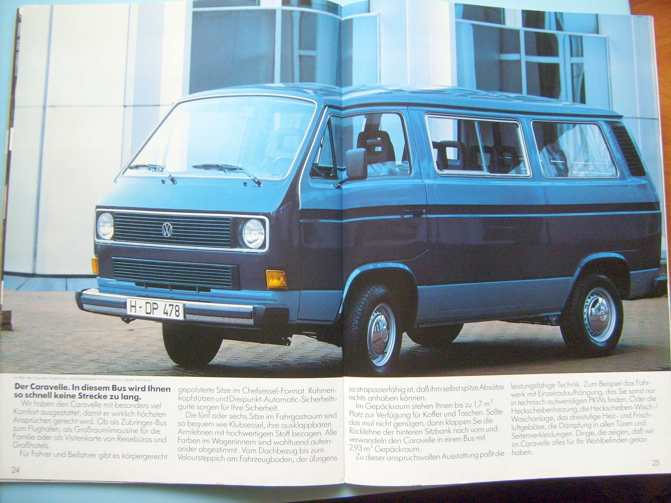 Volkswagen T3 '83 Transporter Bus Kombi Caravelle prospekt 42 str. BDB