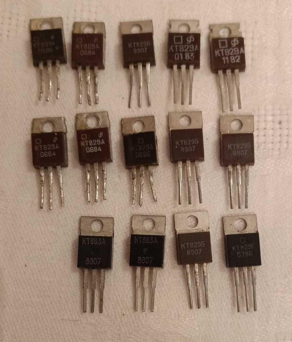 КТ818А, 819А,Б,В,Г, 853А,Б,Г, 863А, 829А,Б, 837Б,Д, 872А, 805АМ, 807Б