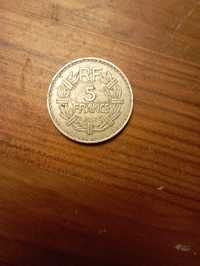Moeda antiga 5 francos França