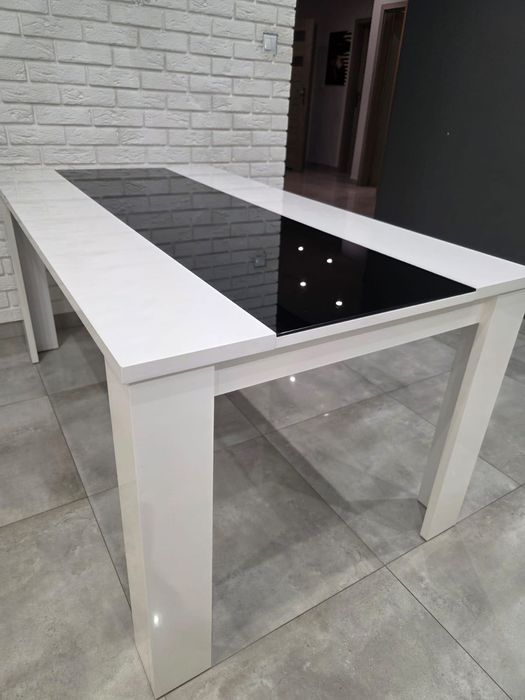 Stół biało czarny 160x90