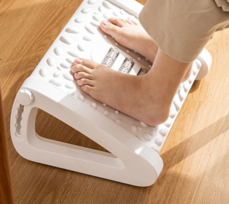 Podnóżek Biurowy Regulowany Ergonomiczny Do Stóp Biurko Z Rolkami