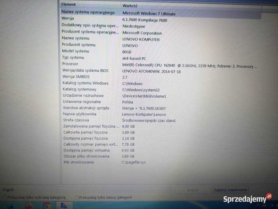 Laptop Lenovo N2840 G50-30 SPRAWNY