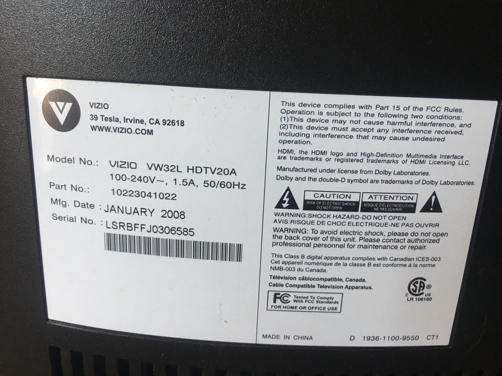 Телевизор Vizio vw32L HDTV20A
