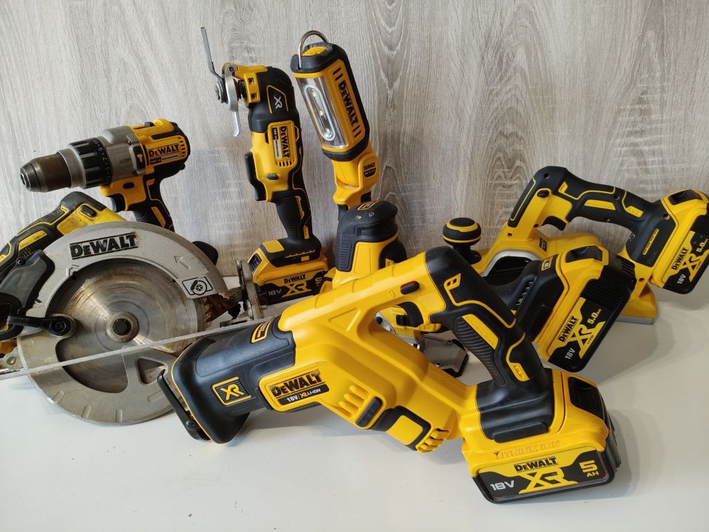 Duzy zestaw akumulatorowy Dewalt XR 7x18v pila lisica multimaster wkrę