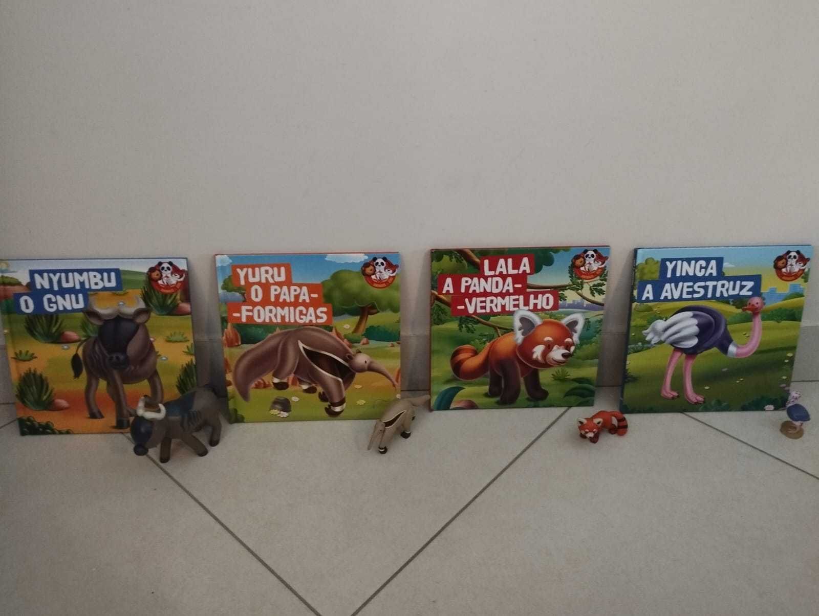 Livros sobre animais e os animais em brinquedo