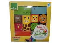 NOWE sensoryczne edukacyjne klocki z dźwiękiem montesori VILAC SAVANNA
