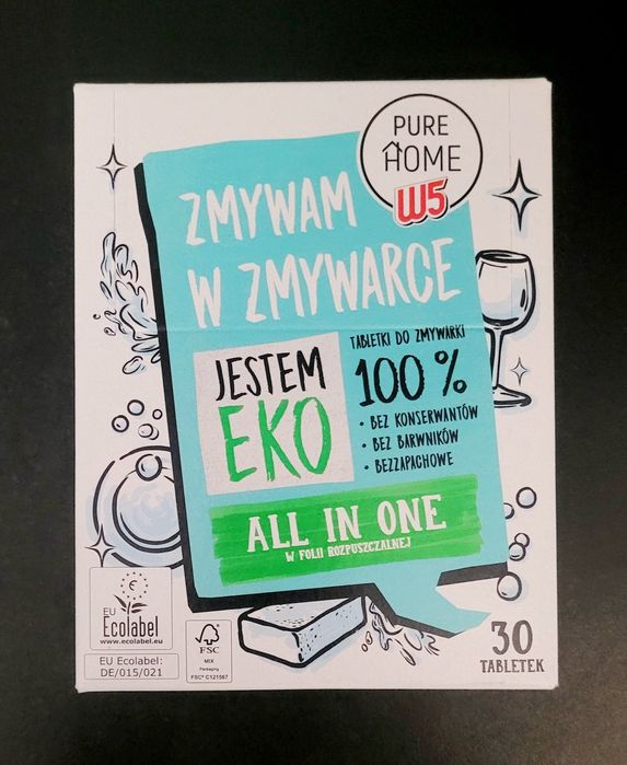 W5 / Tabletki do zmywarki / All In One Pure Home Eko /30szt./ Ecolabel