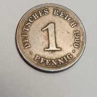 Moneta 1 pfennig 1900 seria AA unikat