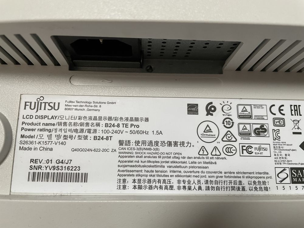 Fujitsu B24-8 TE Pro monitor LCD 23,8”