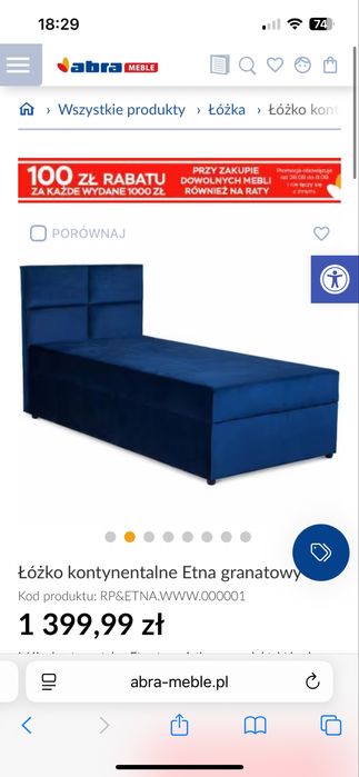 Duże jednoosobowe łóżko