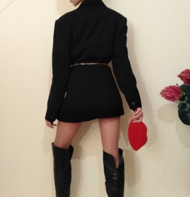 Black oversize blazer vintage french chic Czarny żakiet Old money