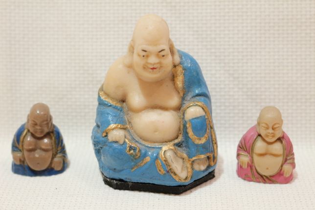 3 Budas Sorridente em Resina Chinesa XX