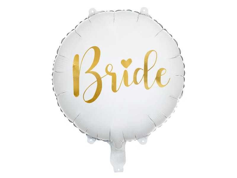 Balon foliowy Bride to be, biało-złoty 35/45 cm, wieczór panieński