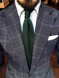 NOWY krawat butelkowozielony knit boho zieleń ślub męski garniturowy