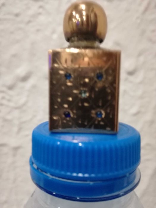 Snuff Bottle-Frasco Perf Miniatura Vidro Montado Metal  Cristais Azuis