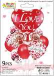 Balony lateksowe, foliowe LOVE 12,18,23-calowe  kpl 9 szt
