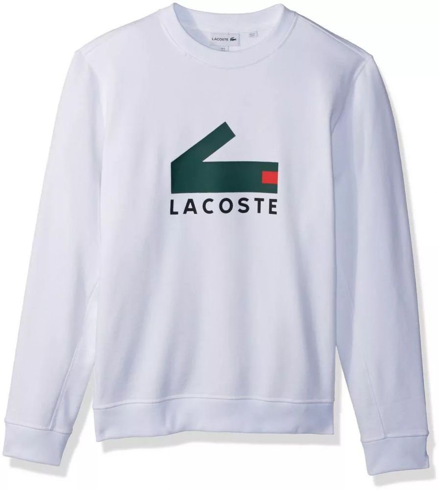 Lacoste оригинал свитшот кофта мужская белая большое лого лакоста