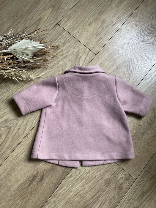 Płaszczyk dziewczęcy 56 Lukrecja + buciki 14/15 H&M na chrzest